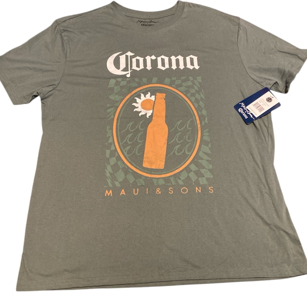 Maui and Sons Green and Orange Short Sleeve Corona Tee